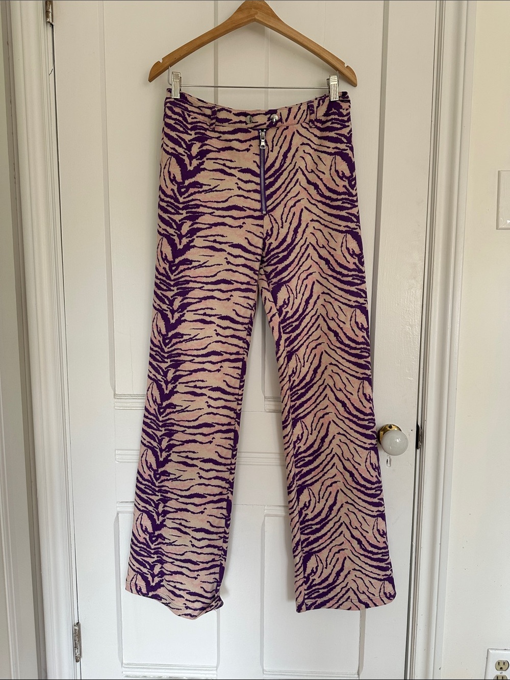 I AM GIA Purple Zebra Print Wide-Leg Pants XL